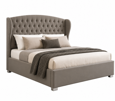 Wingback Tufted Upholstered Wooden Bed 120×200cm | Premium Bedroom Furniture UAE | Dubai Abu Dhabi Sharjah