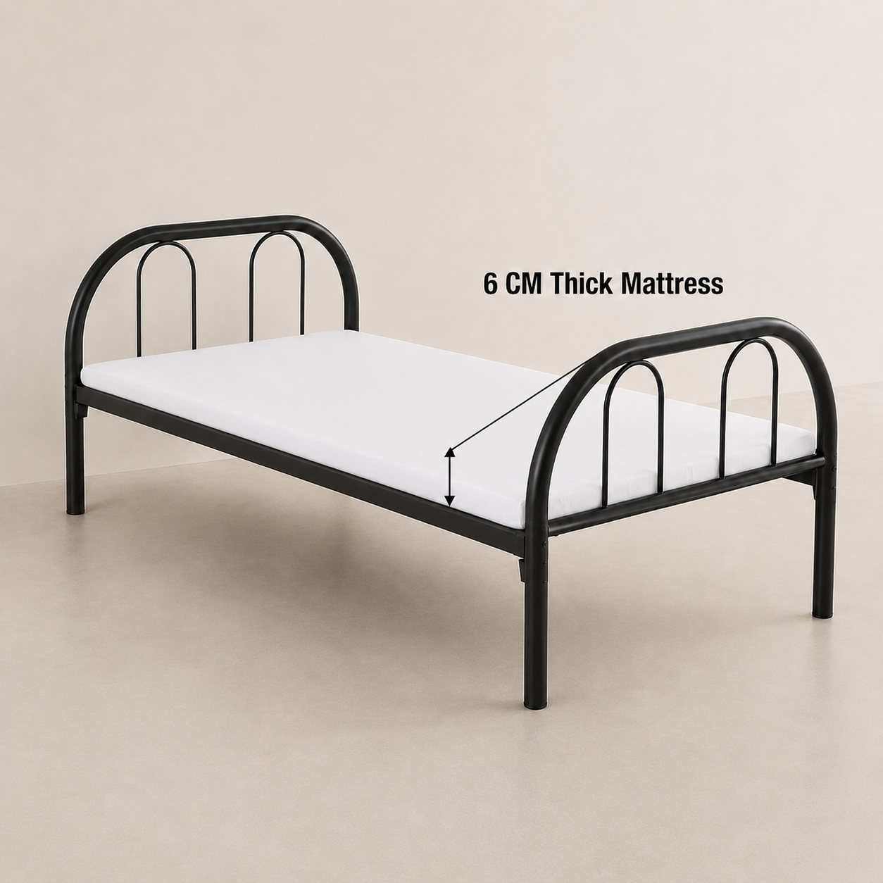 Premium Steel Single Bed Frame UAE | INFINI HOMES Metal Bed Dubai Abu single bed + 90x190x6cm mattress