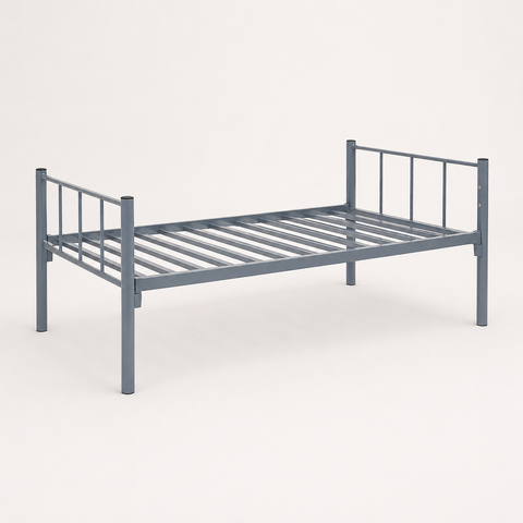 Premium Steel Single Bed Frame Grey UAE | Heavy Duty Metal Bed Dubai Single Bed Frame
