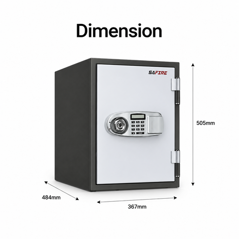 SAFIRE FR 30 Fire Safe Dimensions – 505mm H x 367mm W x 484mm D | Vertical Digital Safe UAE | INFINI HOMES