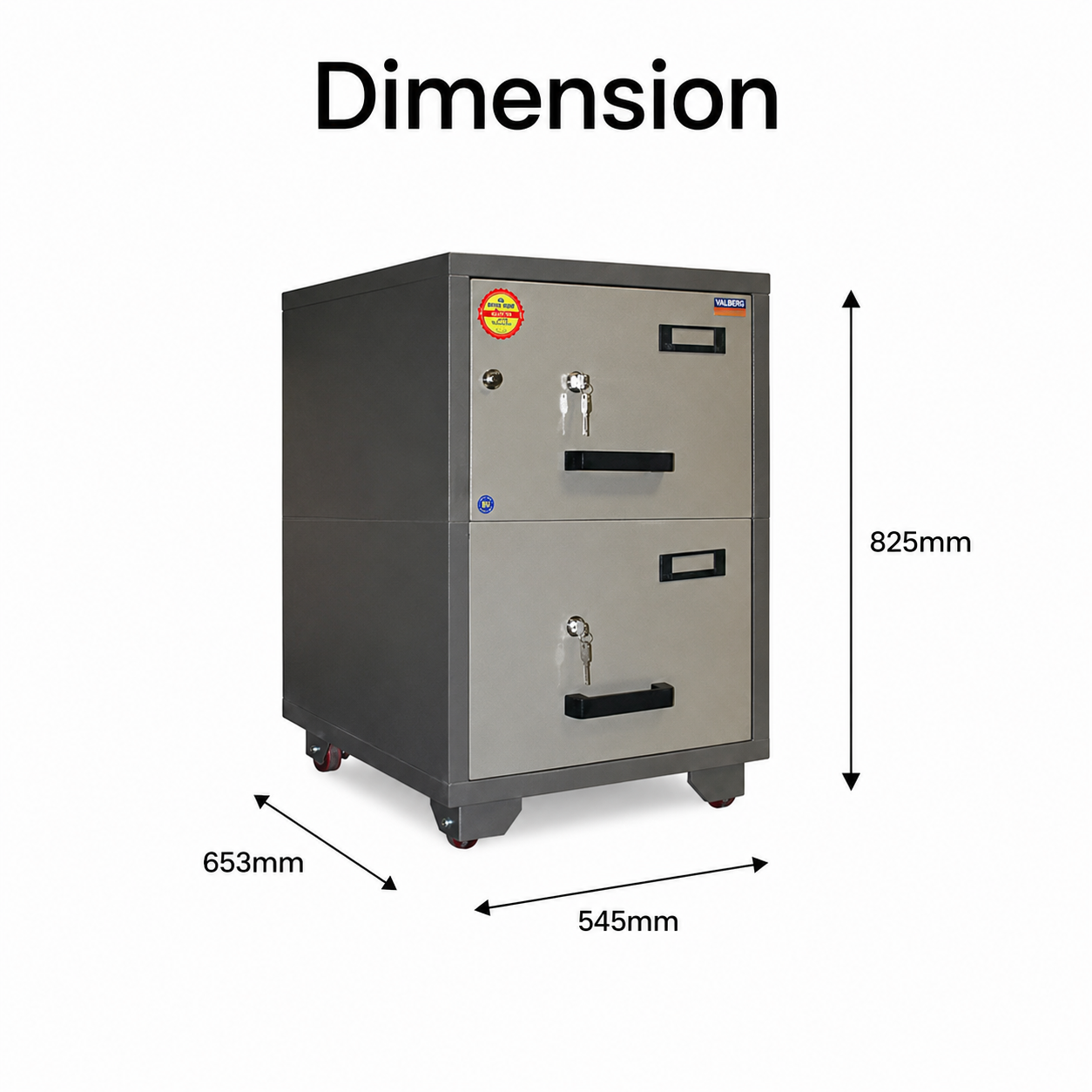 Valberg FC 2K-KK Fire Resistant 2-Drawer Filing Cabinet | UAE