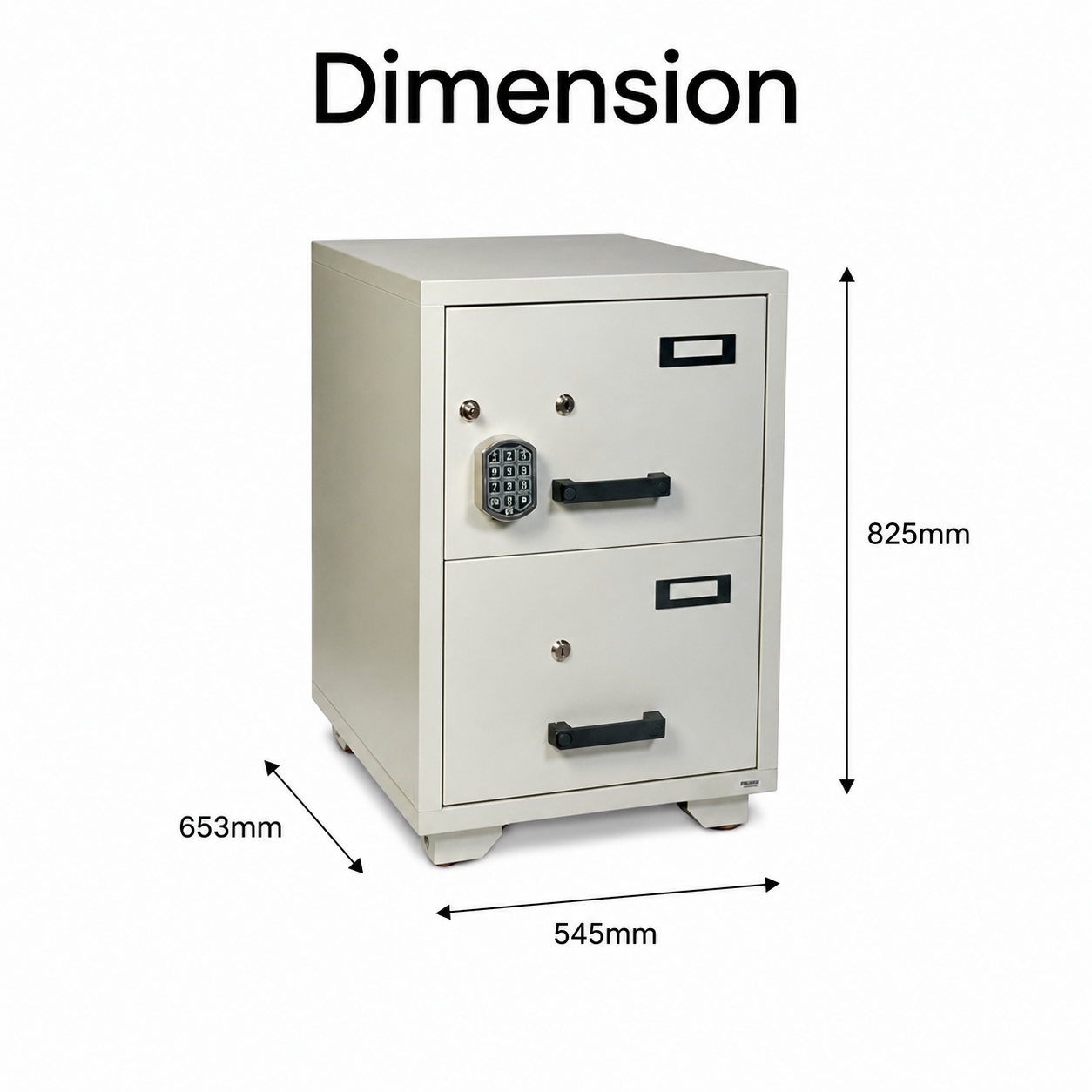 Valberg FC 2E-KK Fire-Resistant 2-Drawer Filing Cabinet with Digital & Key Locks | UAE
