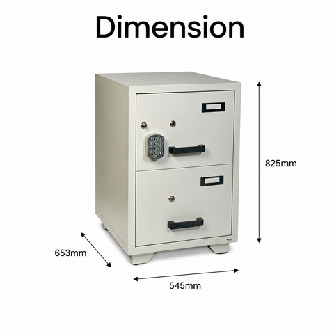 Valberg FC 2E-KK Fire-Resistant 2-Drawer Filing Cabinet with Digital & Key Locks | UAE