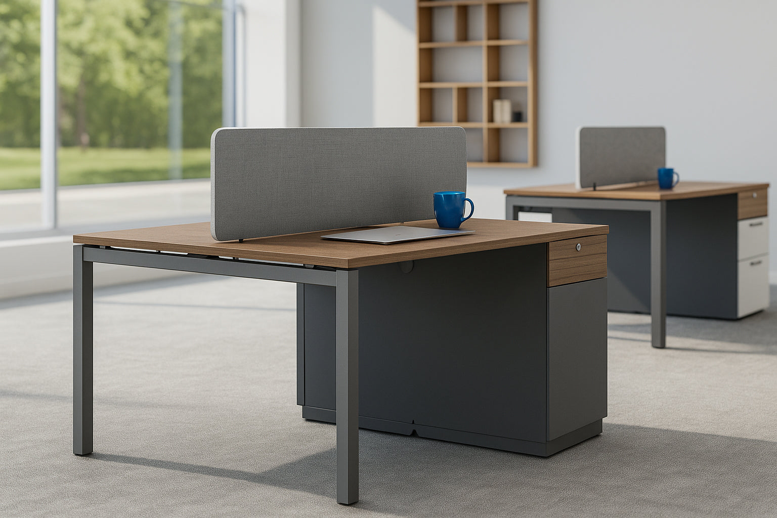 INFINI HOMES 2 Person Workstation UAE - Model NL-T1-DL1212 Brown Grey 120x120cm Dubai Abu Dhabi Sharjah