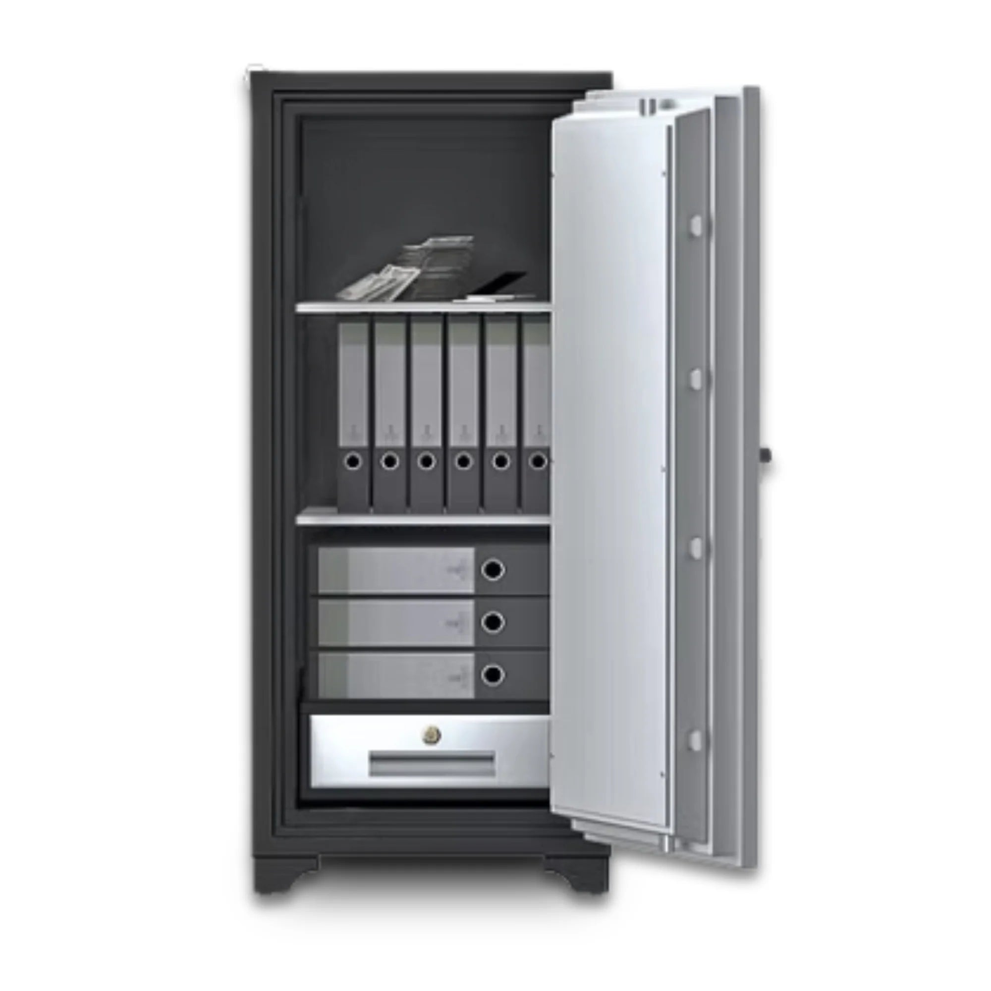 Fire-Rated Safe Open View with Interior Shelves for Documents and Valuables – UAE