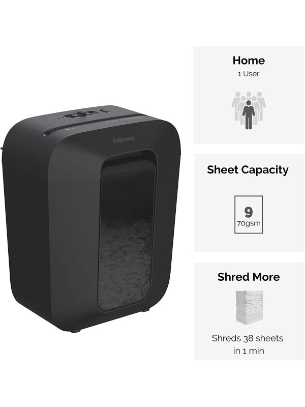 Fellowes LX50 Cross-Cut Paper Shredder UAE | 9-Sheet 4x35mm P-3 Security Shredder with Warranty - Dubai, Abu Dhabi, Sharjah & All Emirates