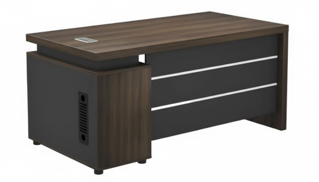 INFINI HOMES Executive Table UAE - Model KENO-160 Walnut Grey 160x80cm 3 Drawers Dubai Abu Dhabi Sharjah