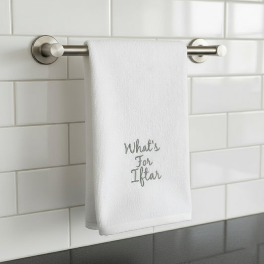 Embroidered Ramadan kitchen towel - Premium cotton iftar cooking accessory Dubai UAE