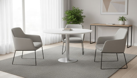 INFINI HOMES Round Table UAE - Model RT-MT-120-WT White 120x75cm Chrome Legs Dubai Abu Dhabi Sharjah