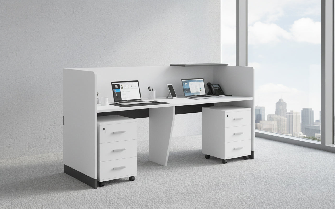 Reception Desk with Drawers UAE | Office Reception Table 160cm | INFINI HOMES