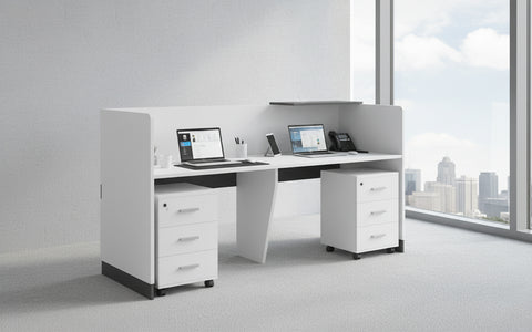 Reception Desk with Drawers UAE | Office Reception Table 160cm | INFINI HOMES