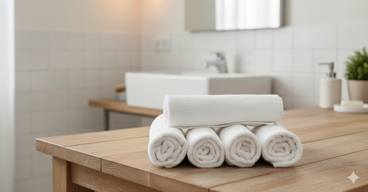 طقم مناشف حمام قطن ممشط فاخر أبيض - منتجات حمام عالية الجودة الإمارات | Premium White Combed Cotton Bath Towel Set - High Quality Bathroom Products UAE