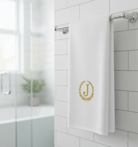 Luxury Monogrammed Towel Set UAE Golden Letter J | 600 GSM Cotton Dubai Abu Dhabi