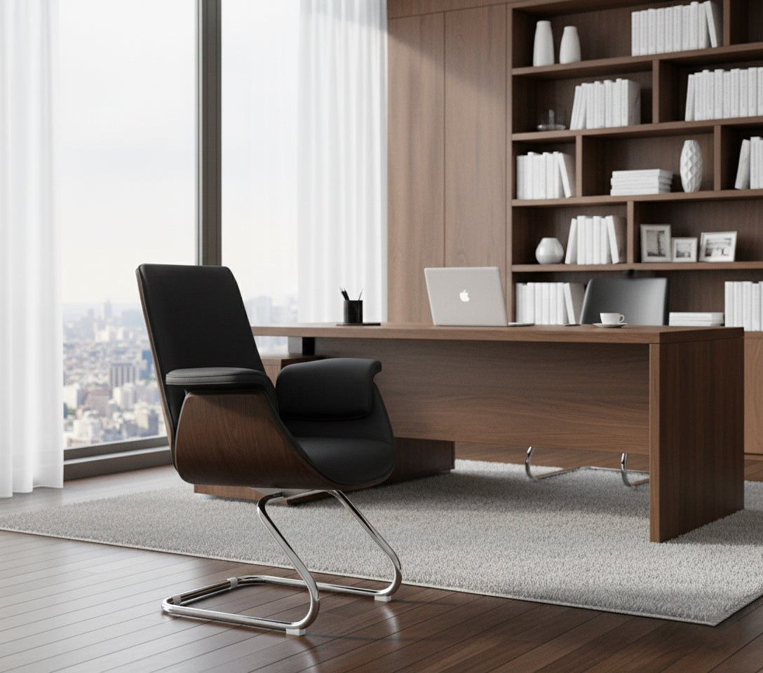 INFINI HOMES Heavy Duty Visitors Chair UAE - PU Leather Dubai Abu Dhabi Sharjah