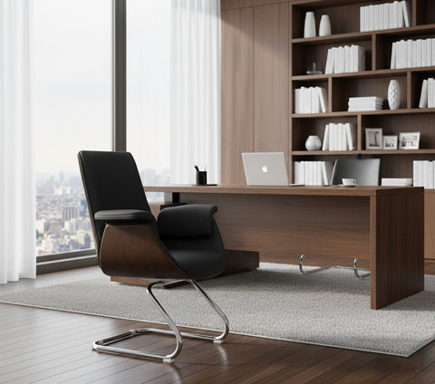 INFINI HOMES Heavy Duty Visitors Chair UAE - PU Leather Dubai Abu Dhabi Sharjah