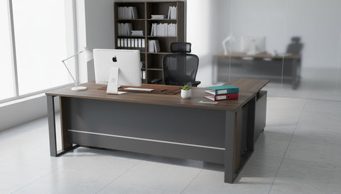 Office Desk with Side Table 160x80cm - Modern Executive Workstation Dubai UAE | INFINI HOMES