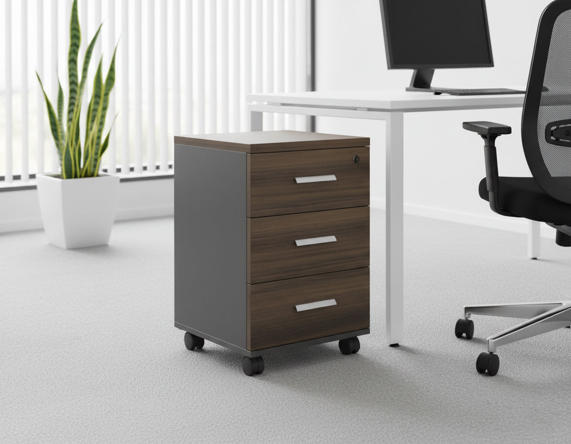 INFINI HOMES Pedestal Drawer UAE - Model AF601+PD-BG Walnut Grey 40x40x62cm Dubai Abu Dhabi Sharjah