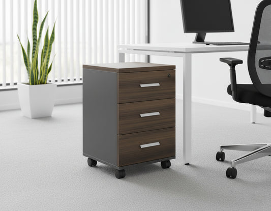 INFINI HOMES Pedestal Drawer UAE - Model AF601+PD-BG Walnut Grey 40x40x62cm Dubai Abu Dhabi Sharjah