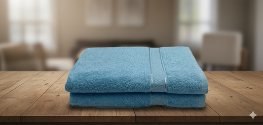 Luxury Light Blue Cotton Bath Towels Dubai UAE Premium Quality 500 GSM | مناشف حمام قطنية أزرق فاتح فاخرة دبي الإمارات جودة عالية 500 جرام
