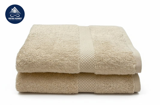 مناشف يد فاخرة من القطن الطبيعي بيج جاردينيا - INFINI HOMES Premium Beige Cotton Hand Towels UAE Hotel Quality