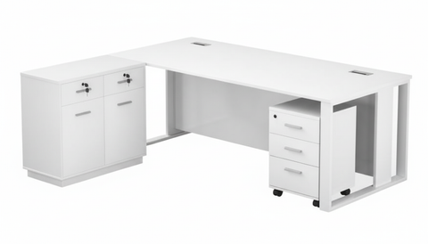Executive Office Desk 200x90cm with Side Table & Pedestal Drawer - Dubai UAE