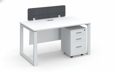 1 Person Office Workstation with Pedestal Drawer - White 120x60cm | Dubai UAE
