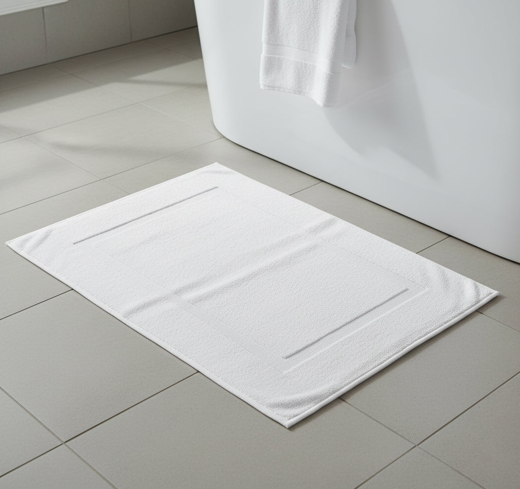 Premium Iris White Bath Mat 50x80cm UAE - 600 GSM Cotton Dubai Abu Dhabi