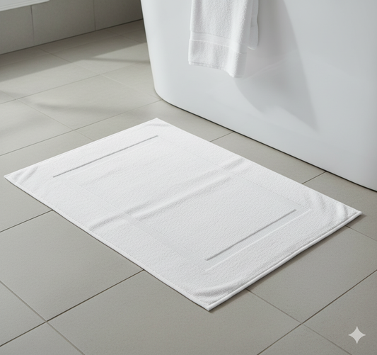 سجادة حمام قطنية بيضاء فاخرة الإمارات - 600 جي إس إم دبي أبوظبي | Luxury White Cotton Bath Mat UAE - 600 GSM Dubai Abu Dhabi