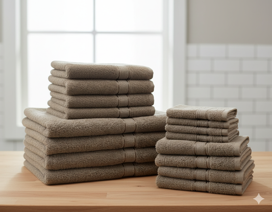 مناشف حمام قطنية بيج داكن عالية الجودة دبي | مناشف عائلية فاخرة الإمارات - High Quality Dark Beige Cotton Bath Towels Dubai | Luxury Family Towels UAE