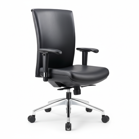 Premium Office Chair Dubai UAE - ZEUS Series Black Leather with Lumbar Support | INFINI HOMES
