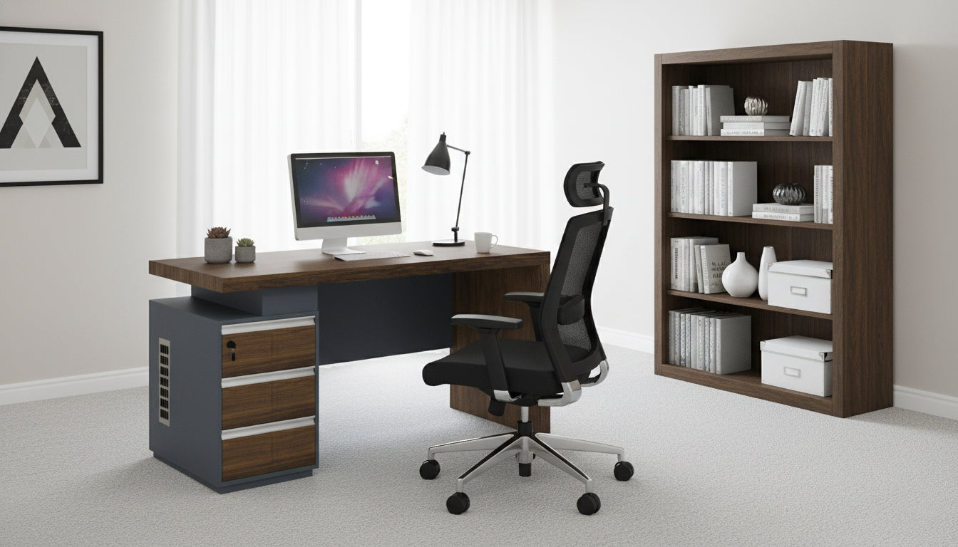 Office Desk with 3 Drawers & Lock 160x70cm - Executive Work Table Dubai UAE