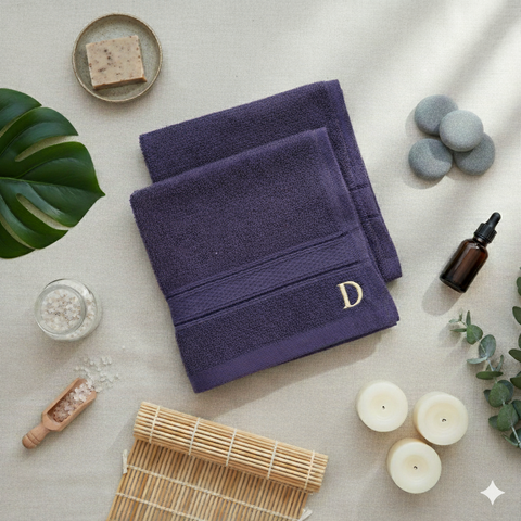 Monogrammed Brown Towel Set Letter D 500 GSM Premium UAE Dubai | طقم مناشف مطرز بني بحرف D 500 جرام فاخر الإمارات دبي