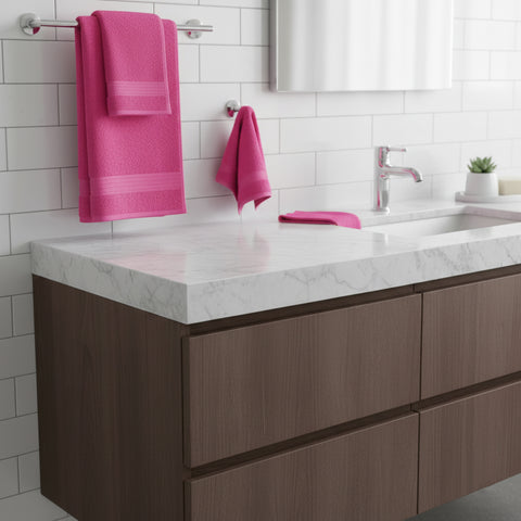 Premium Daffodil Fuchsia Pink Face Towel Set UAE Dubai - 500 GSM Cotton 6 Pack 30x30cm