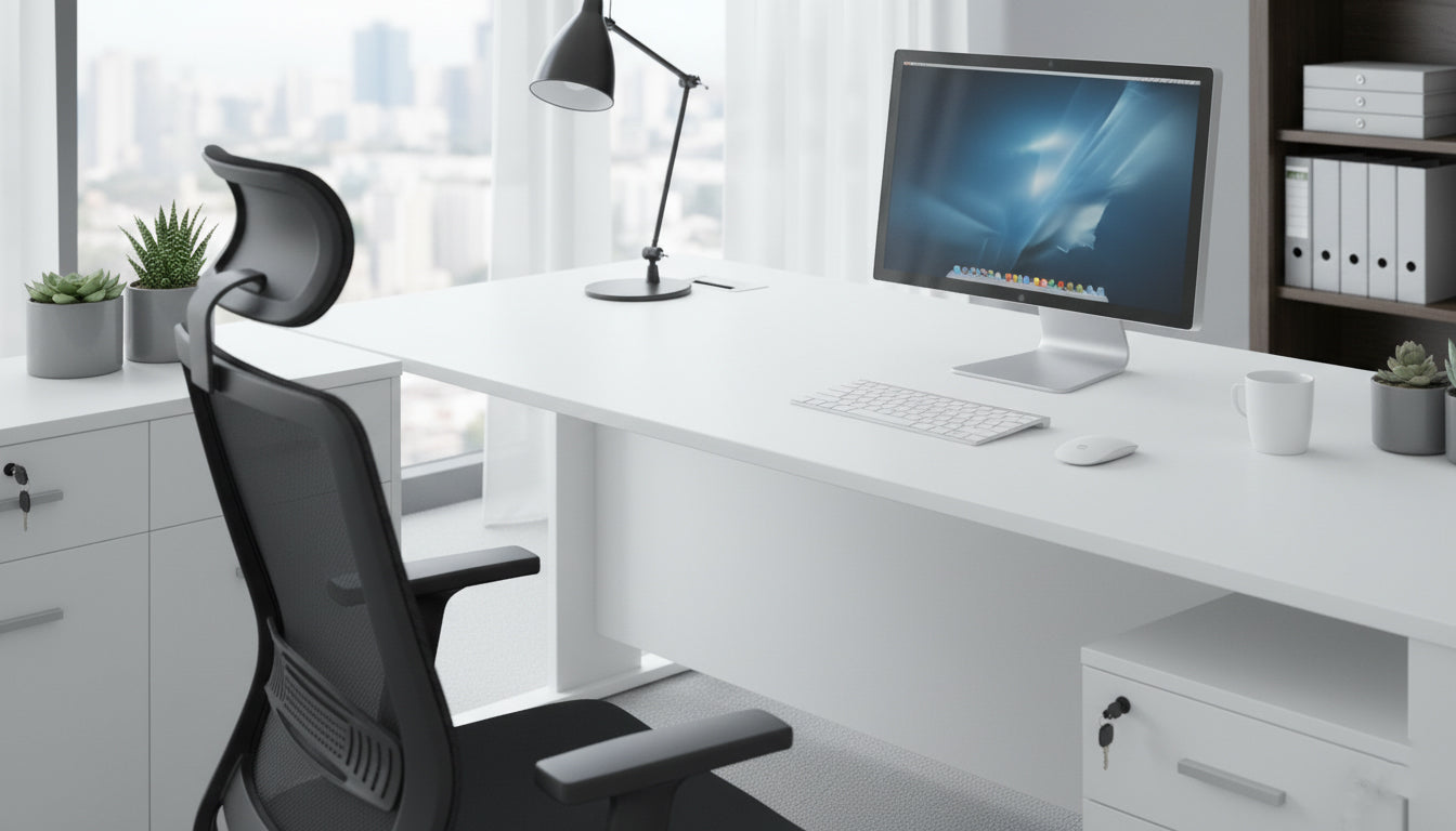 Executive Office Desk 200x90cm with Side Table & Pedestal Drawer - Dubai UAE