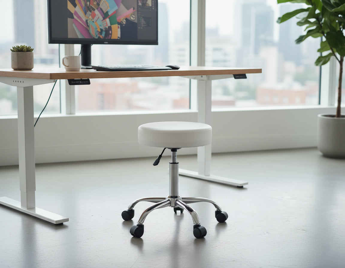 INFINI HOMES Heavy Duty Stool UAE - Model ZF-113 White 35cm Dia Dubai Abu Dhabi Sharjah