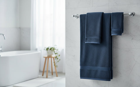 INFINI HOMES Navy Blue Luxury Cotton Towel Set - Premium Hotel Quality Bath Linen UAE