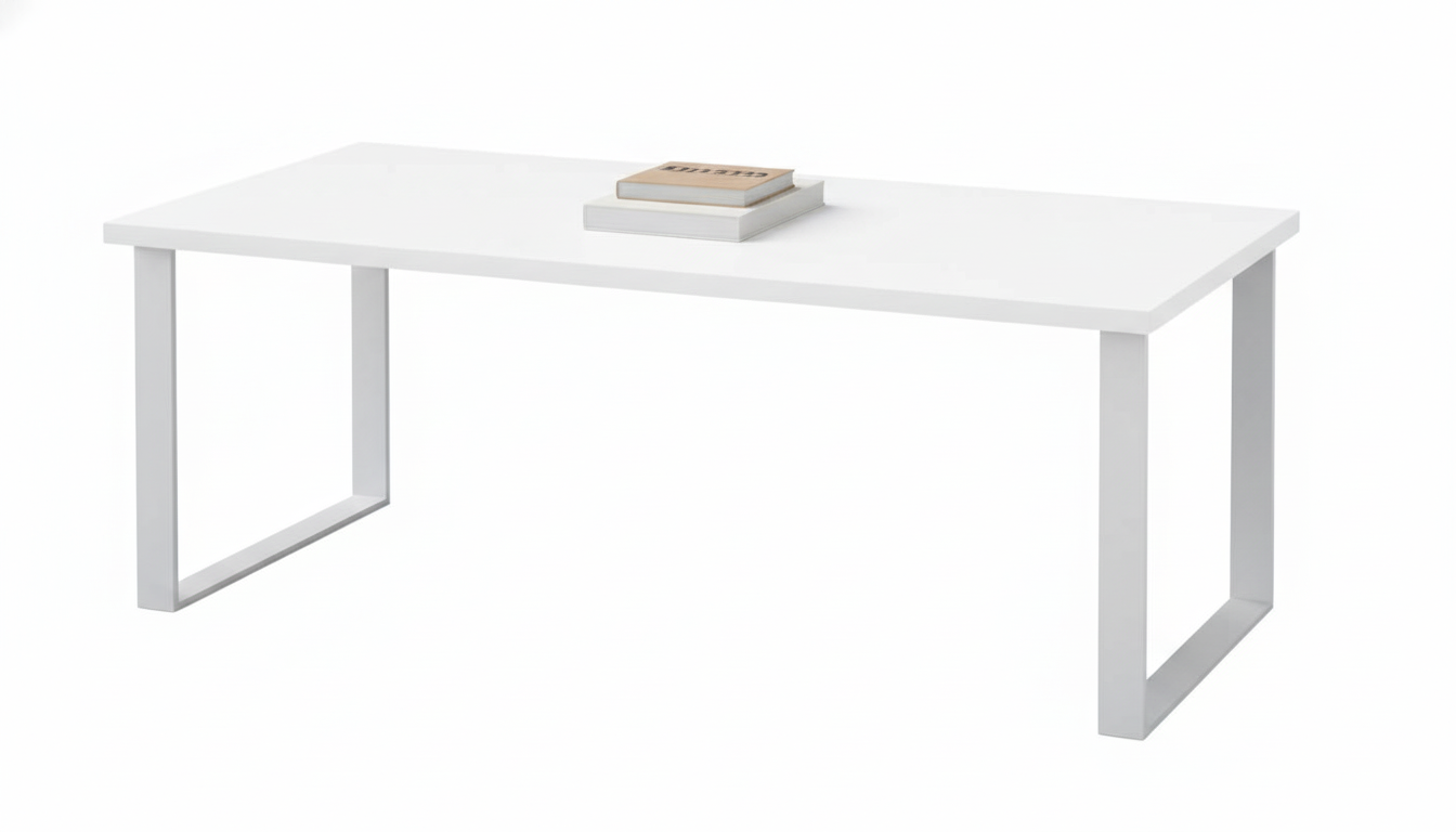 INFINI HOMES Coffee Table UAE - Model CT-MT-120-WT White 120x60cm Metal Legs Dubai Abu Dhabi Sharjah