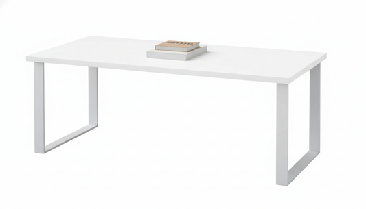 INFINI HOMES Coffee Table UAE - Model CT-MT-120-WT White 120x60cm Metal Legs Dubai Abu Dhabi Sharjah