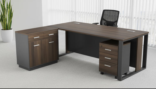 Office Desk Set with Side Table & Pedestal Drawer 160x80cm - Dubai UAE | INFINI HOMES