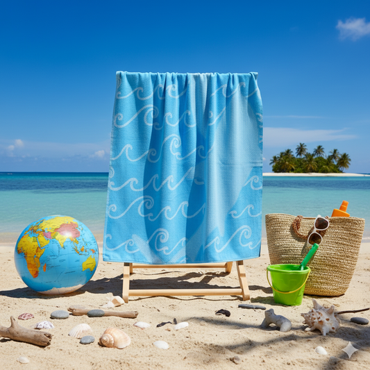 منشفة شاطئ أسماك القرش دبي الإمارات | Sharks Beach Towel UAE Dubai Marine Adventure Jacquard 86x162cm 390GSM Ocean Theme