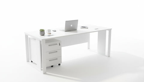Office Desk 160x80cm with Metal Legs & Drawer - White Executive Table UAE
