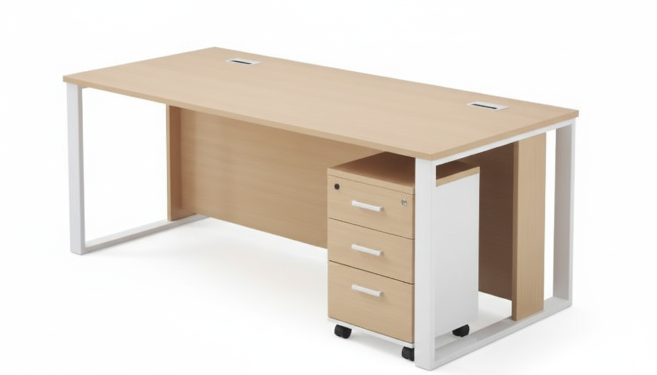 Office Desk 180cm with Drawer - Metal Leg Computer Table Dubai UAE