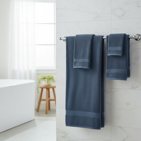 Premium Daffodil Face Towel Set UAE Dubai - 500 GSM Cotton 12 Pack 30x30cm Hotel Quality Navy Blue