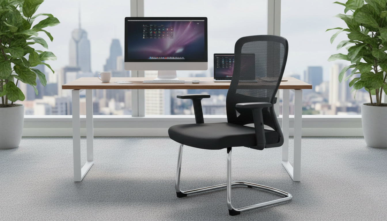 INFINI HOMES Visitors Chair UAE - Model Sammy VC Mid Back Mesh Chrome Frame Dubai Abu Dhabi Sharjah