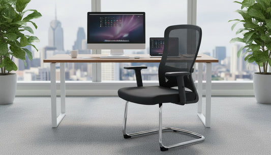 INFINI HOMES Visitors Chair UAE - Model Sammy VC Mid Back Mesh Fixed Handle Chrome Frame Dubai Abu Dhabi Sharjah