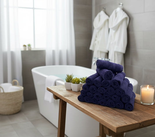 Premium 500 GSM navy blue face towel set Dubai UAE - luxury cotton bathroom towels pack hotel quality