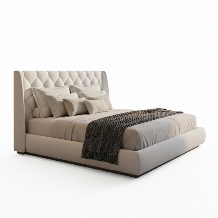 Premium Upholstered Platform Bed 150x190cm - Dubai Abu Dhabi UAE Delivery