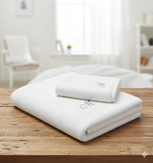 Premium Cotton Towel Set 600 GSM Monogrammed Bath Hand Towels UAE Luxury Home | طقم مناشف قطن فاخر 600 جرام مطرز حمام ويد الإمارات منزل راقي