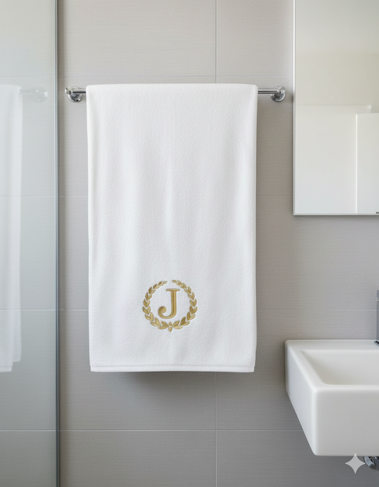 منشفة استحمام قطنية مطرزة بالاسم الإمارات - تصميم مخصص دبي أبوظبي 70x140سم | Custom Embroidered Cotton Bath Towel UAE - Personalized Design Dubai Abu Dhabi 70x140cm