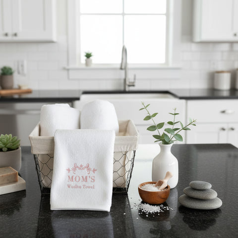 Premium Wudhu Towel UAE - Embroidered Ramadan Theme 600 GSM Cotton Dubai